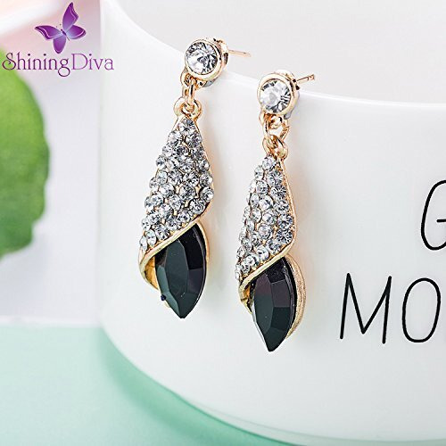 Shining Diva Fashion Gold Plated Crystal Stylish Earings Fancy Earrings For Women's Gifts For Girls(Black)(Rrsd8626Er)