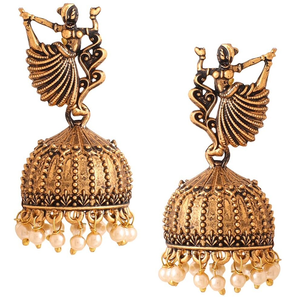 Yellow Chimes Earrings for Women and Girls Traditional Jhumka Earrings | Oxidised Gold Plated Dancing Doll Jhumka Jhumki Earrings for Women I Birthday Gift For Girls Anniversary Gift for Wife