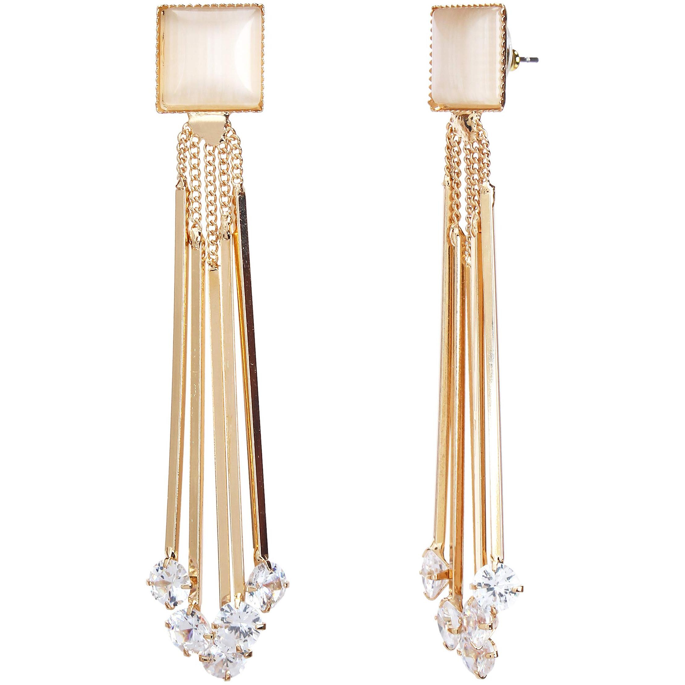 YouBella Jewellery Crystal Gold Plated Dangler Earrings for Girls and Women (White)