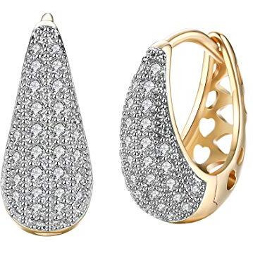 Yellow Chimes Hoop Earrings for Women Fashion Crystal Hoops | Gold Plated Clip On Earrings Golden Hoop Earrings for Girls | Birthday Gift for Girls & Women Anniversary Gift for Wife