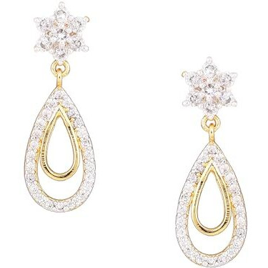 Estele Women's/Girls 24K Gold Plated Sparkling Nakshatra Drop Dangle Brass Metal Earrings (Golden)