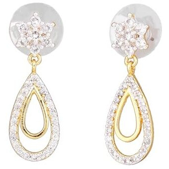Estele Women's/Girls 24K Gold Plated Sparkling Nakshatra Drop Dangle Brass Metal Earrings (Golden)
