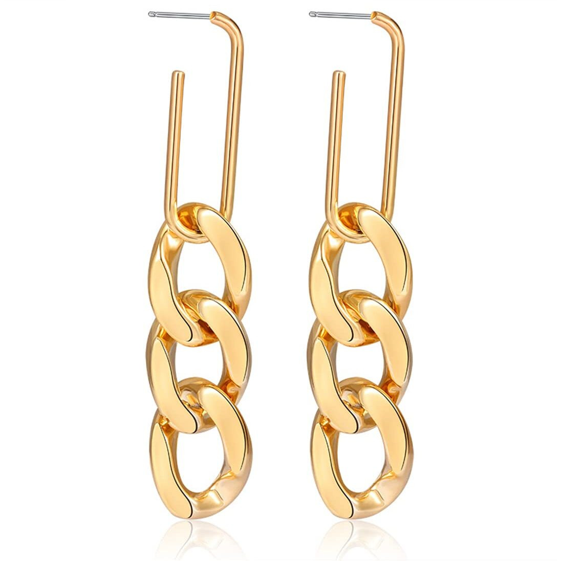 Yellow Chimes Earrings for Women and Girls Fashion Golden Dangler | Western Style Long Link Chain Danglers Earrings | Birthday Gift for Girls & Women Anniversary Gift for Wife