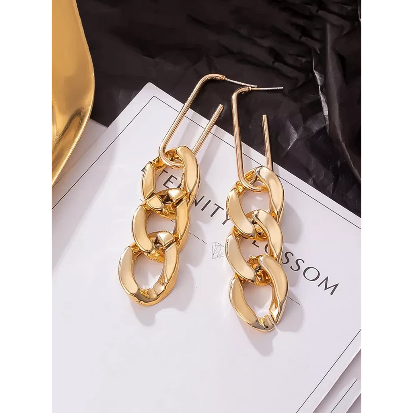 Yellow Chimes Earrings for Women and Girls Fashion Golden Dangler | Western Style Long Link Chain Danglers Earrings | Birthday Gift for Girls & Women Anniversary Gift for Wife