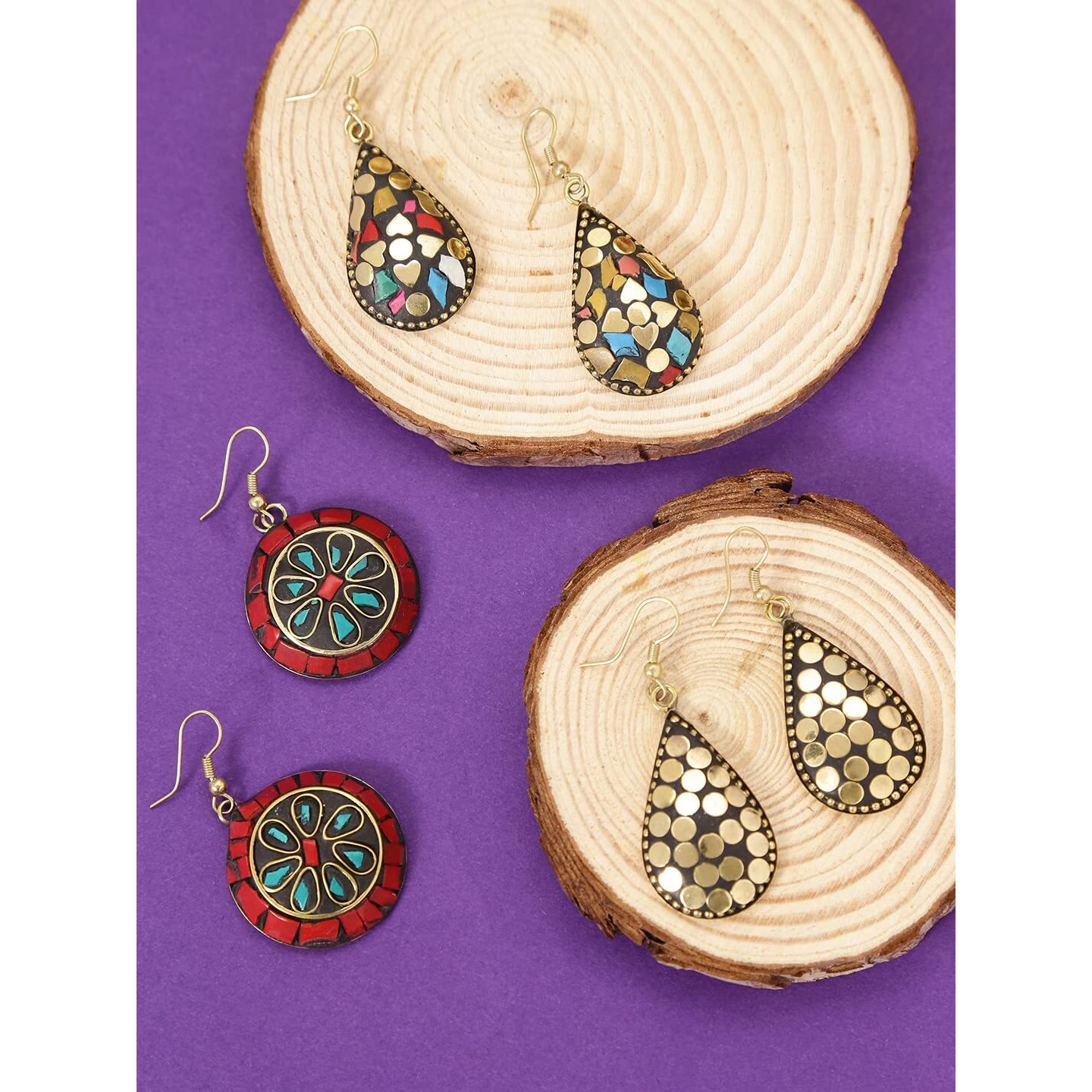 Yellow Chimes Earrings for Women and Girls Traditional Multicolor Drop Earrings | Gold Plated Earring Set | Floral Drop Earring Combo | Birthday Gift for girls and women Anniversary Gift for Wife