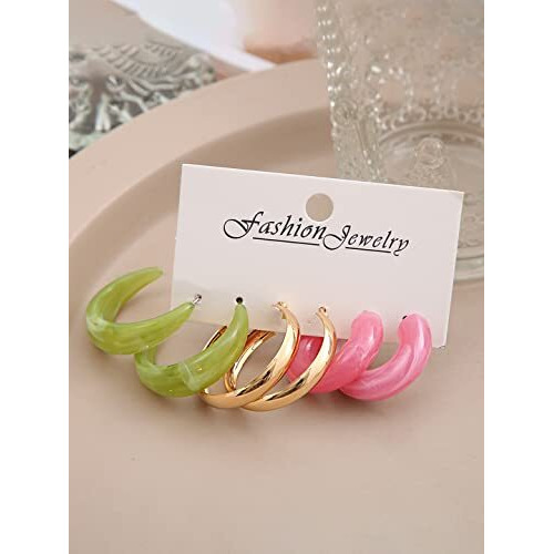 Yellow Chimes Earrings for Women and Girls Multicolor Hoops Earrings Combo | Gold Plated 3 Pairs Combo Hoop Earrings for Women | Birthday Gift for girls and women Anniversary Gift for Wife