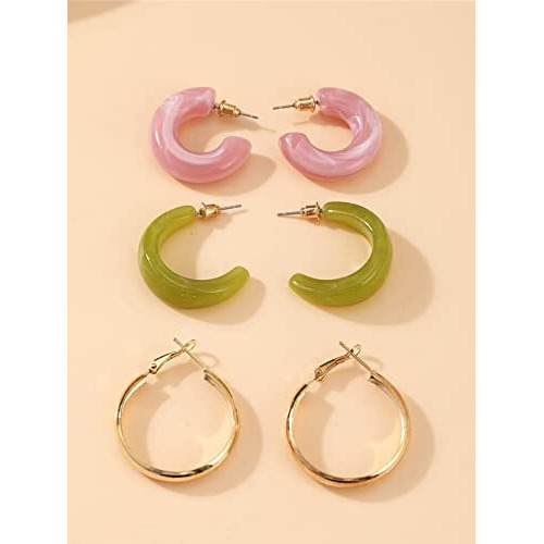 Yellow Chimes Earrings for Women and Girls Multicolor Hoops Earrings Combo | Gold Plated 3 Pairs Combo Hoop Earrings for Women | Birthday Gift for girls and women Anniversary Gift for Wife