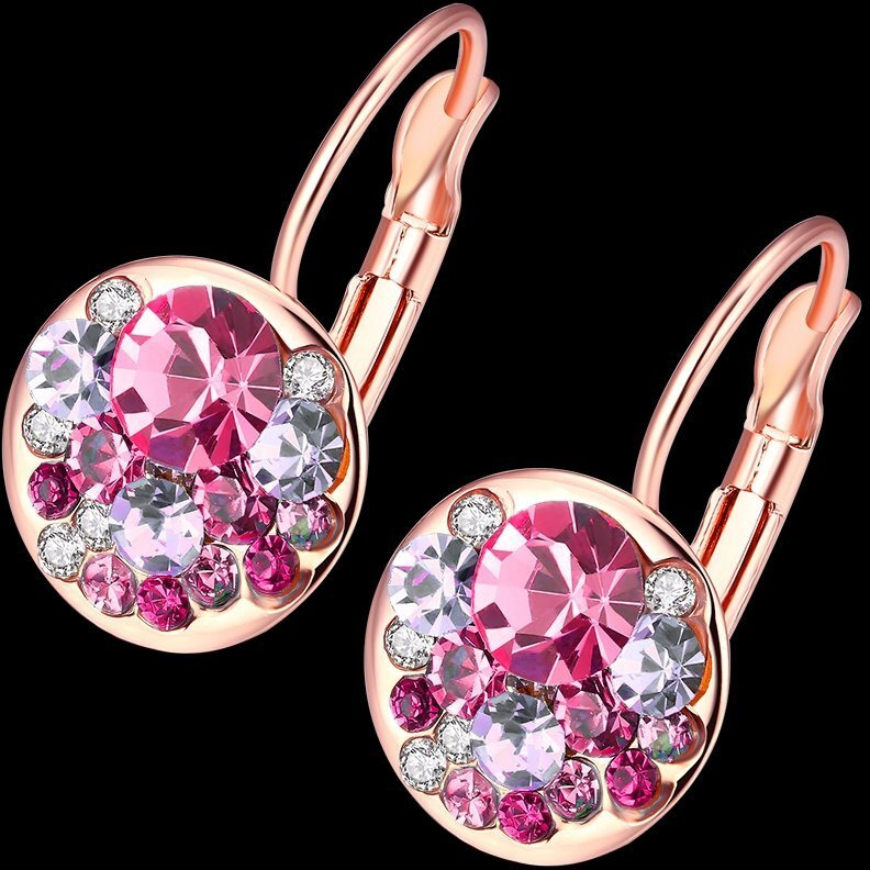 Yellow Chimes A5 Grade Crystal Radiant 18K Rose Gold Clip-On Earrings for Women & Girls (Pink)