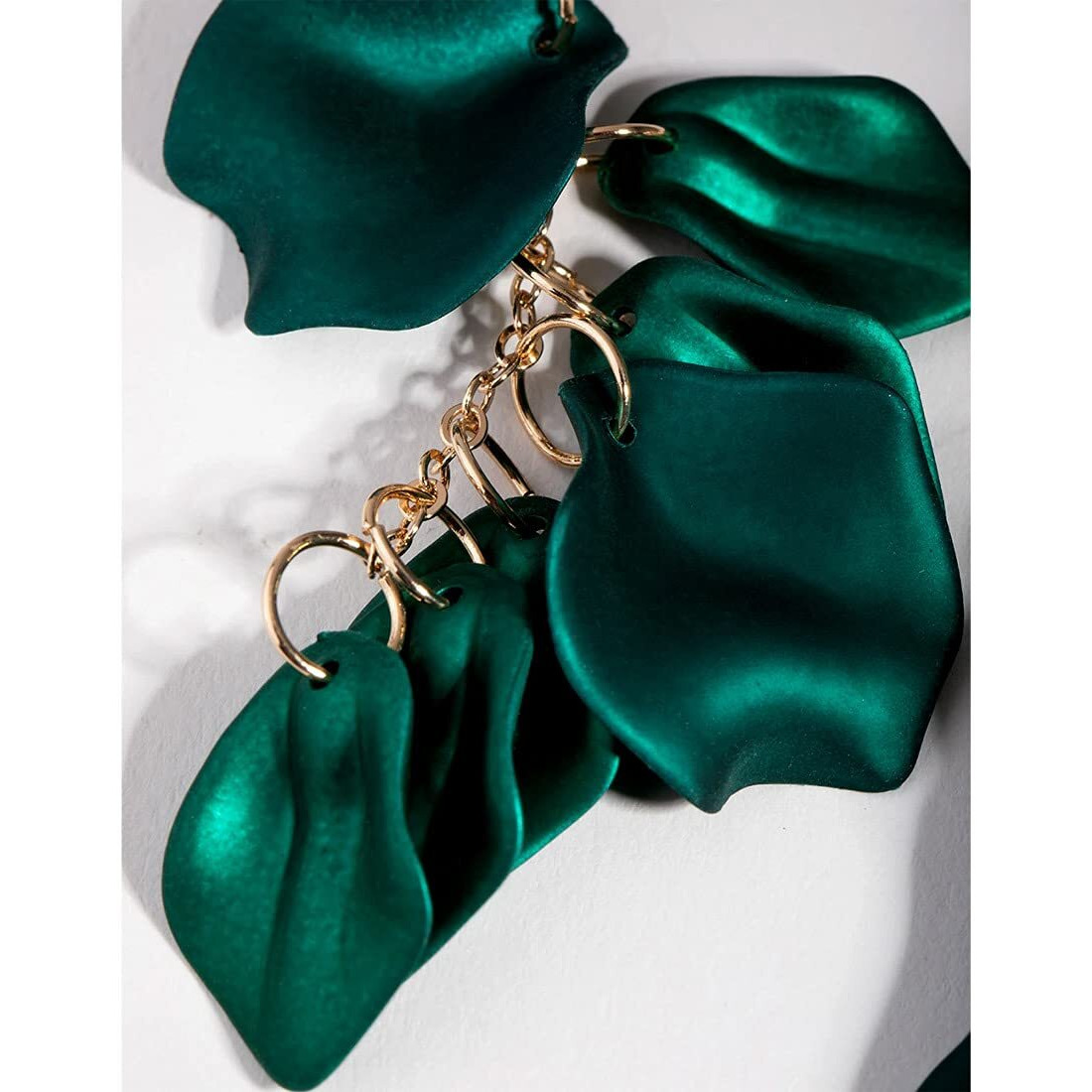 Yellow Chimes Green Danglers Earrings for Women | Gold Plated Earrings for Girls | Fashion Women Earrings | Floral Petals Long Dangler Earrings | Birthday Gift For Girls Anniversary Gift for Wife