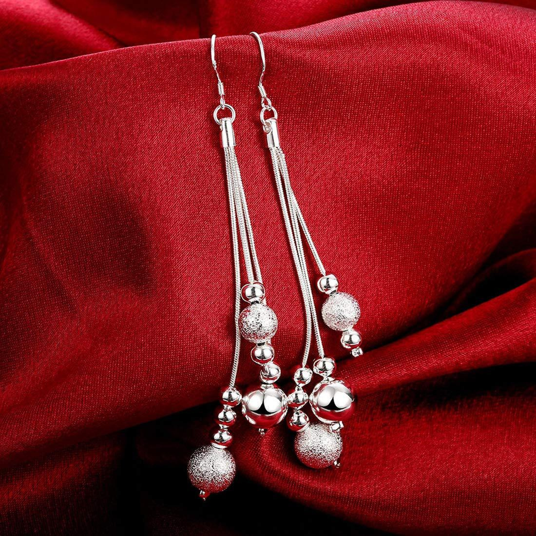 Yellow Chimes Beaded Chains Tassel Silver Plated Drop Earrings for Women (YCCHER-03-SL)