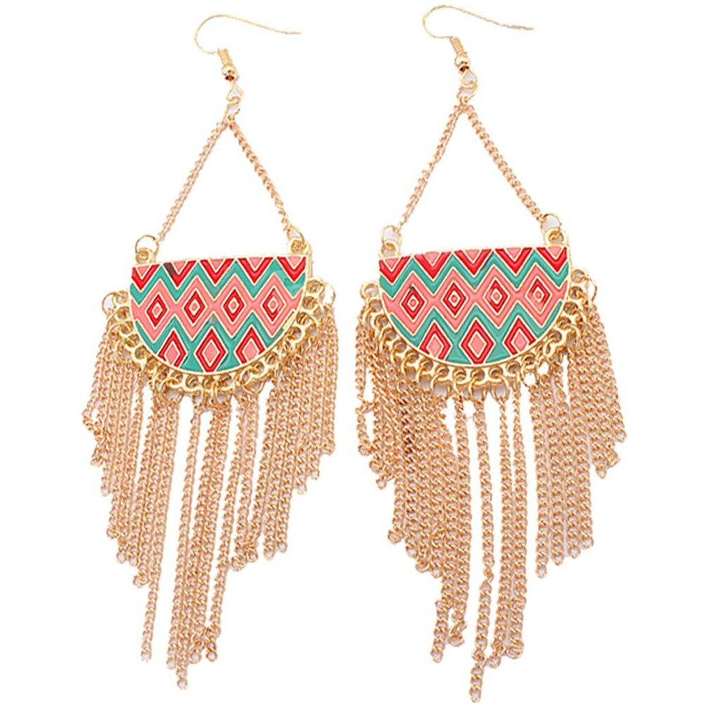 Yellow Chimes Dangler Earrings for Women Fashion Women Earrings | Gold Plated Hanging Chain Danglers Earrings for Girls | Long Western Earrings | Birthday Gift For Girls Anniversary Gift for Wife