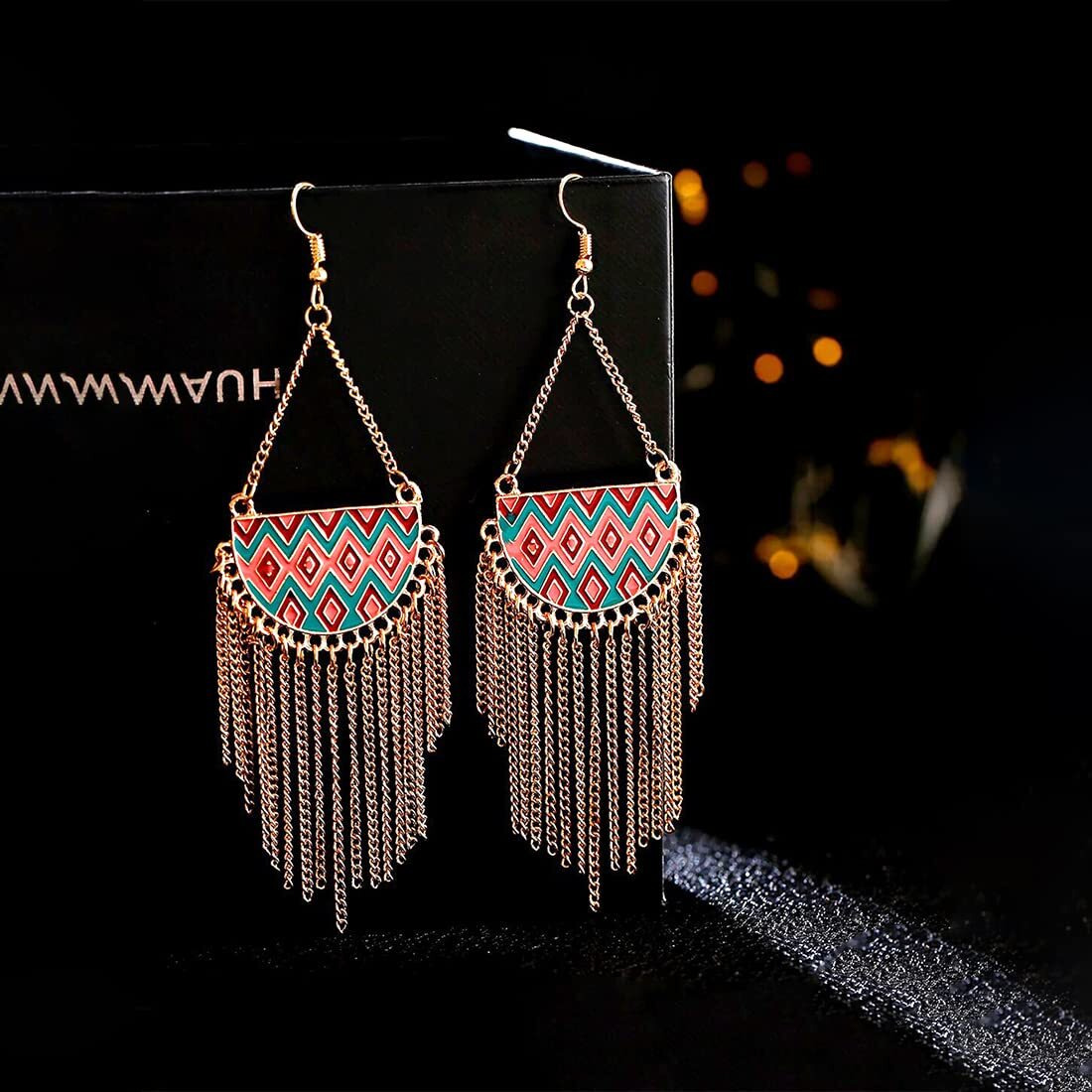Yellow Chimes Dangler Earrings for Women Fashion Women Earrings | Gold Plated Hanging Chain Danglers Earrings for Girls | Long Western Earrings | Birthday Gift For Girls Anniversary Gift for Wife