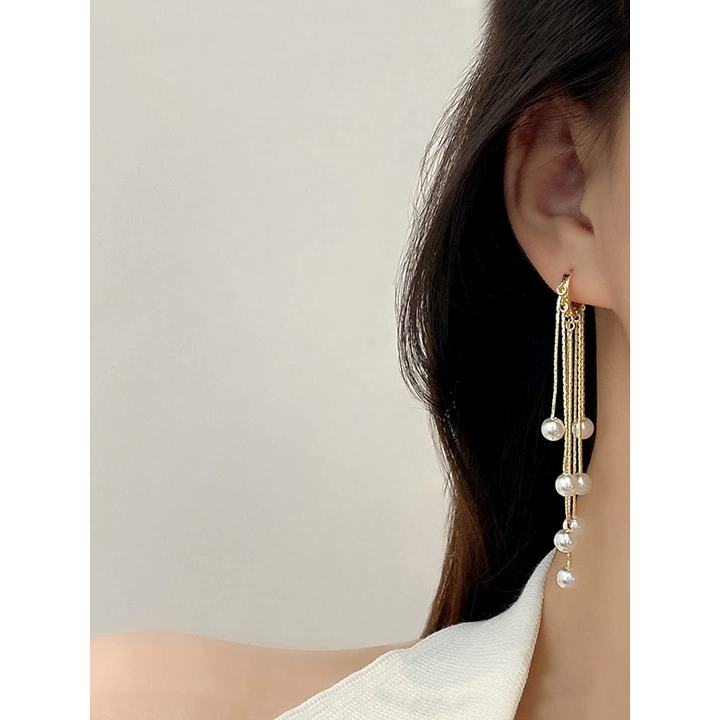 Yellow Chimes Earrings For Women Gold Toned Pearl Beads Hanging Drop Dangler Earrings For Women and Girls