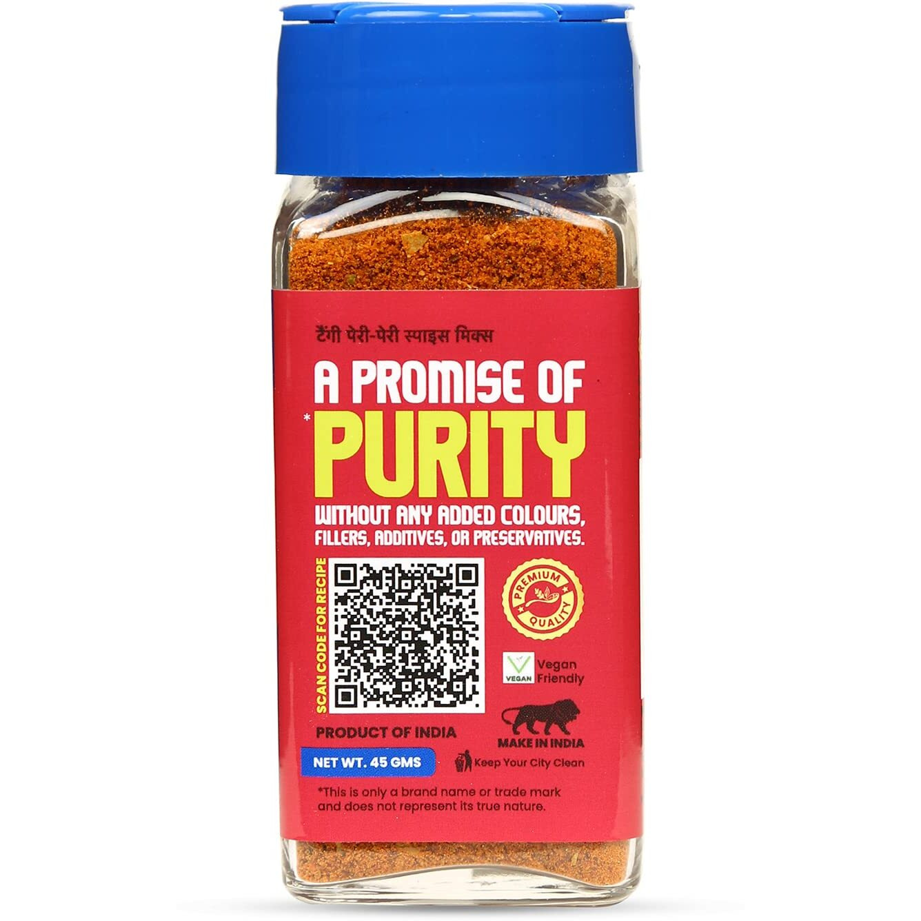 CRISTA SERIOUSLY PURE AND NOTHING MORE Tangy Peri-Peri Spice Mix Exotic Spices Multi-Purpose Seasoning Trans Fat Free Vegan Zero Added Colours,Fillers,Additives & Preservatives 45 Gms Each Pack Of 2