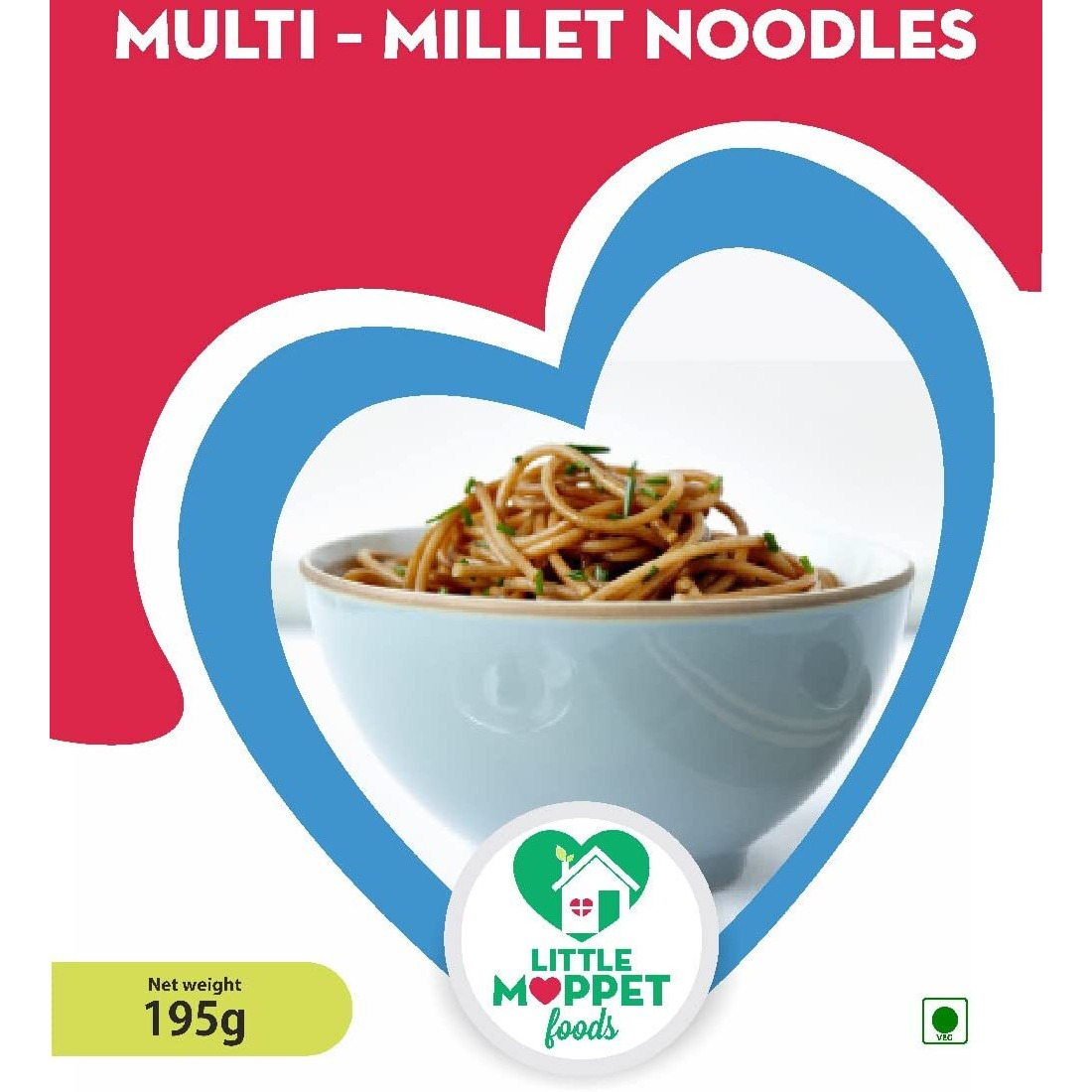 Little Moppet Foods Vegetarian Noodles - 195 grams (Multimillet Noodles)