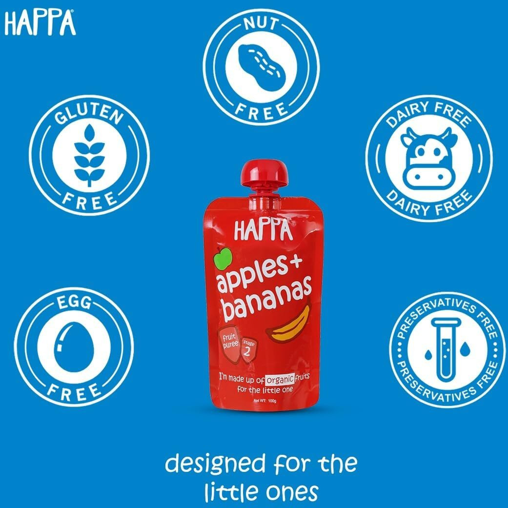 Happa Organic Baby Food Puree Variety Pack - 10 x110 g Tub
