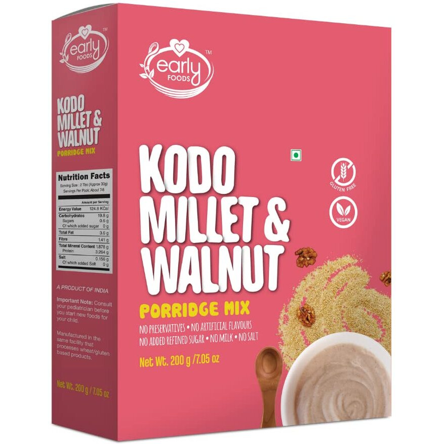 Early Foods - Kodo Millet & Walnut Porridge Mix, 200g| Cereals For Kids