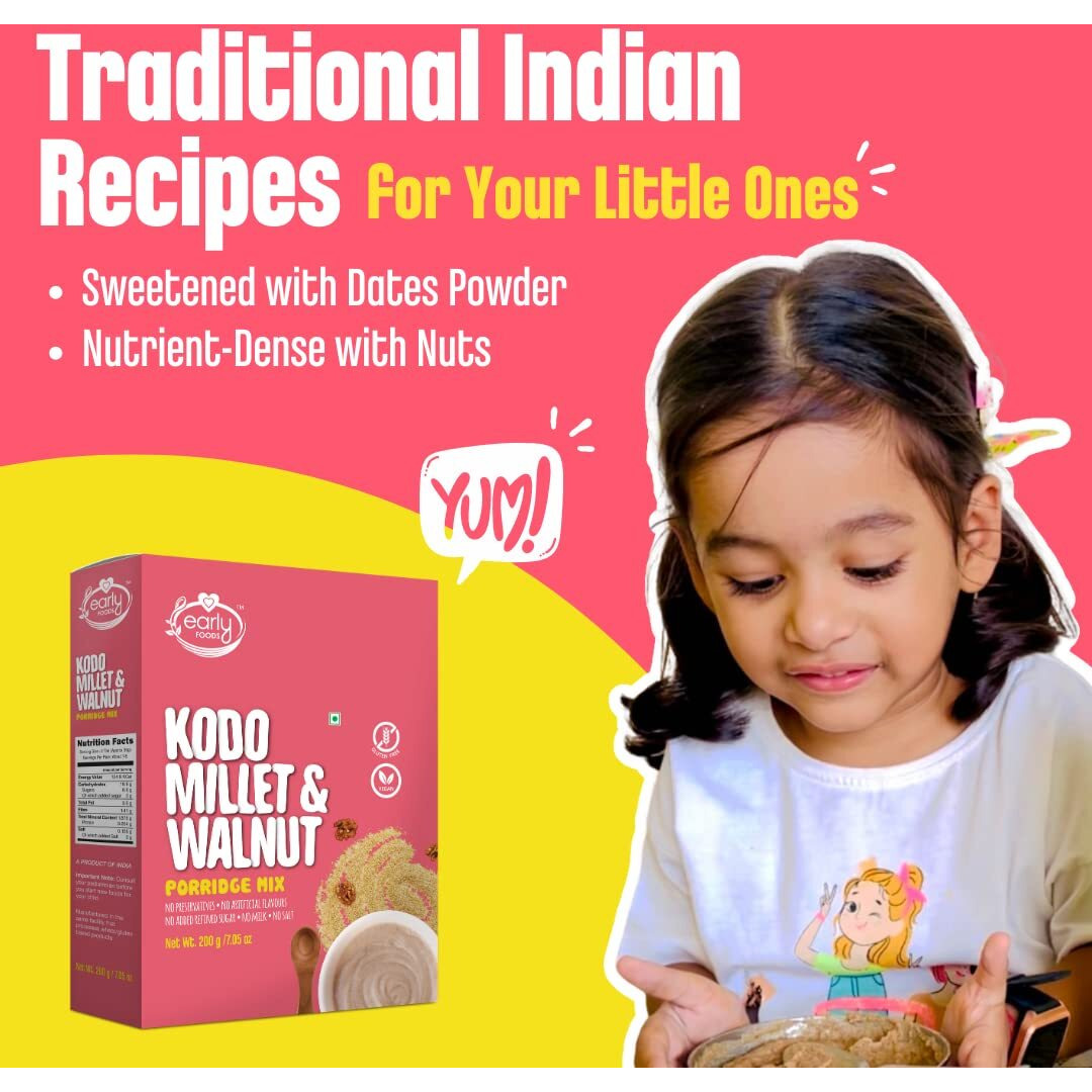 Early Foods - Kodo Millet & Walnut Porridge Mix, 200g| Cereals For Kids