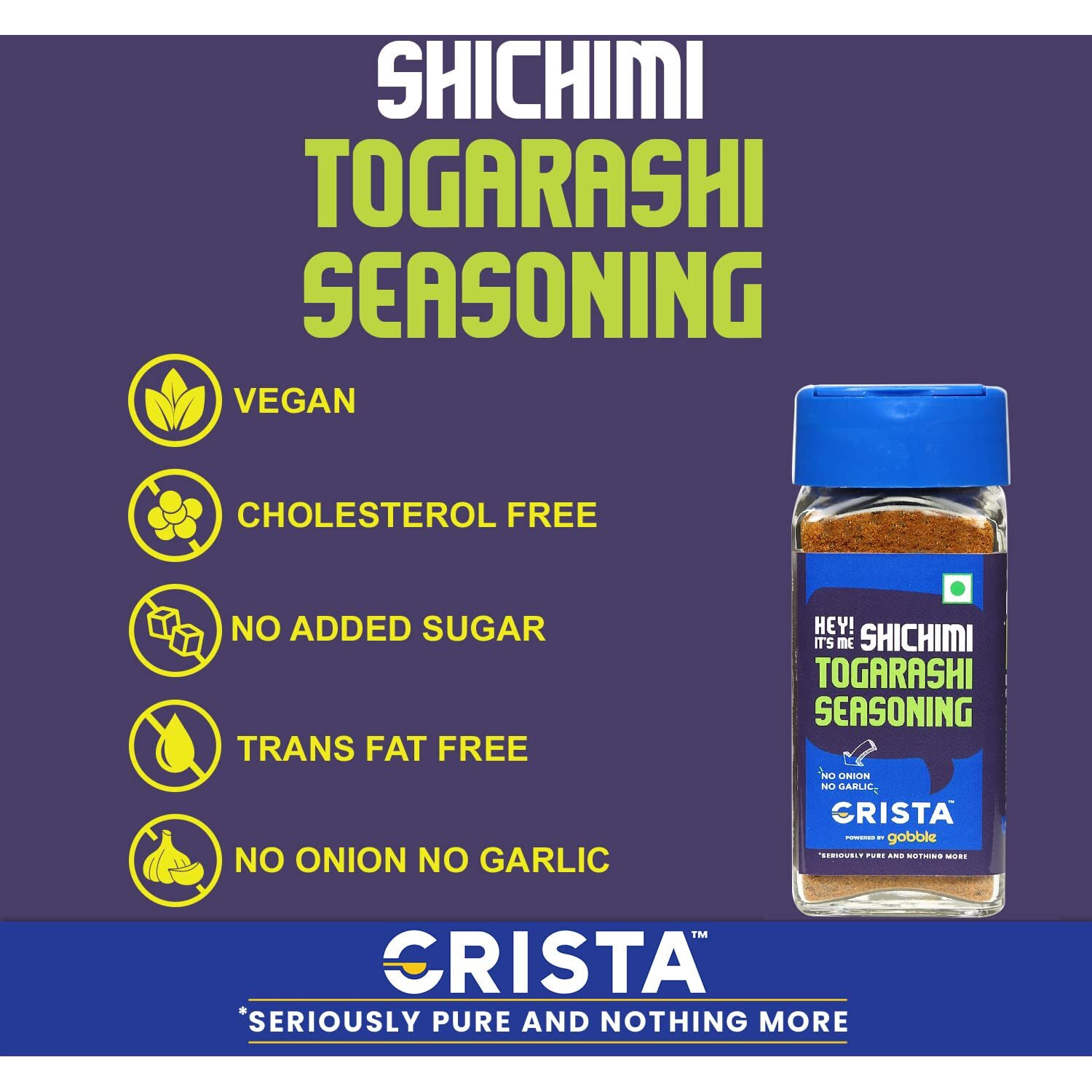 CRISTA Japanese Shichimi Togarashi Seasoning | No Added Sugar | Cholesterol Free | Trans Fat Free | Zero added Colours, Fillers, Additives & Preservatives | 45 gms