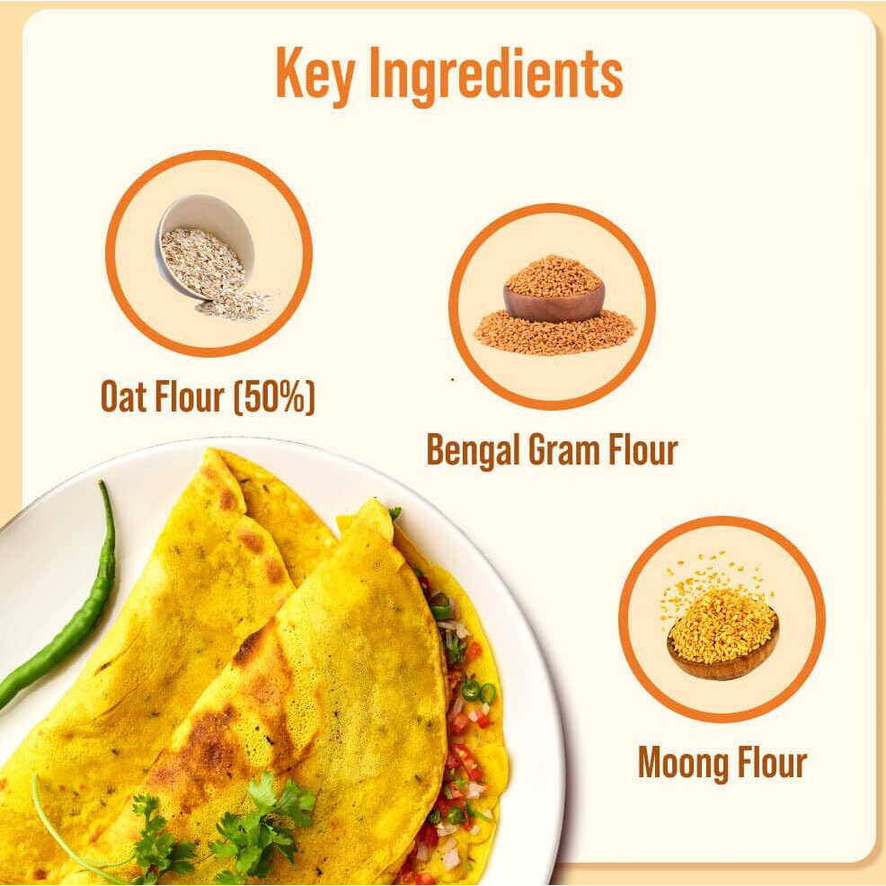 Prolicious 2X Protein Oats Chilla Mix | Plant based | Nutritious | No Maida | No Palm Oil | No Trans-Fat | Ready to Cook | High Protein Premix - 400g Pack