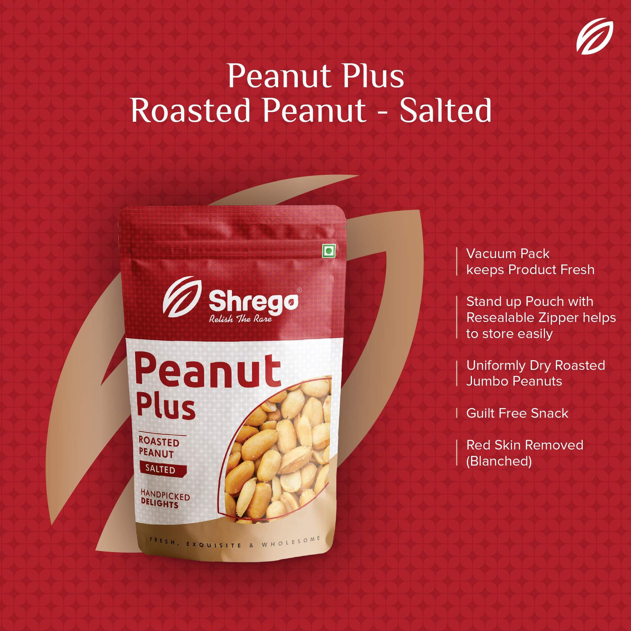 SHREGO Peanut Plus Roasted Peanut Salted 360G, Snack and Namkeen (2X180G Vacuum Packed)