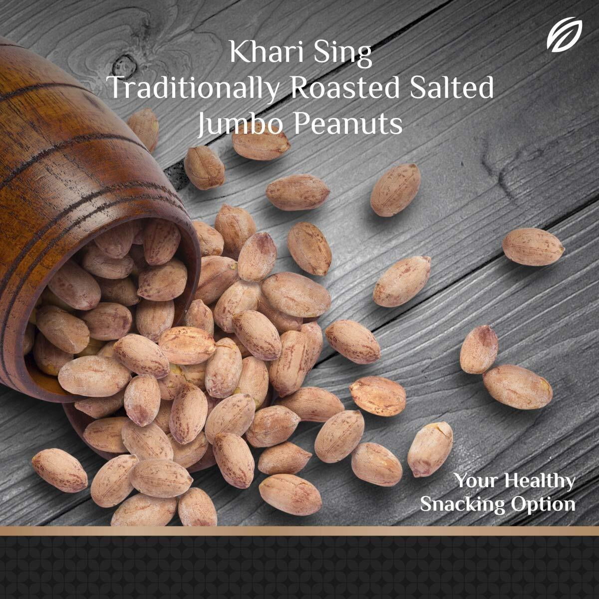 SHREGO Peanut Plus Khari Sing Traditionally Roasted Salted Jumbo Peanuts 1440, Snack and Namkeen (4X360G Vacuum Packed)