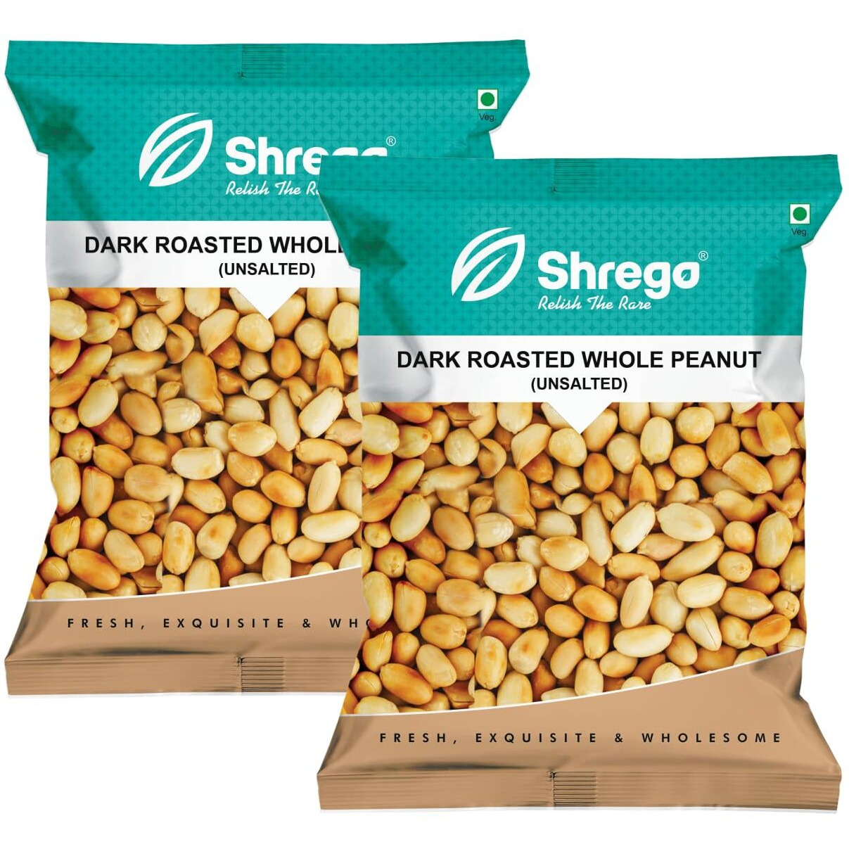 SHREGO Dark Roasted Whole Peanut Unsalted 720G, Snack & Namkeen (2X360G Vacuum Packed)