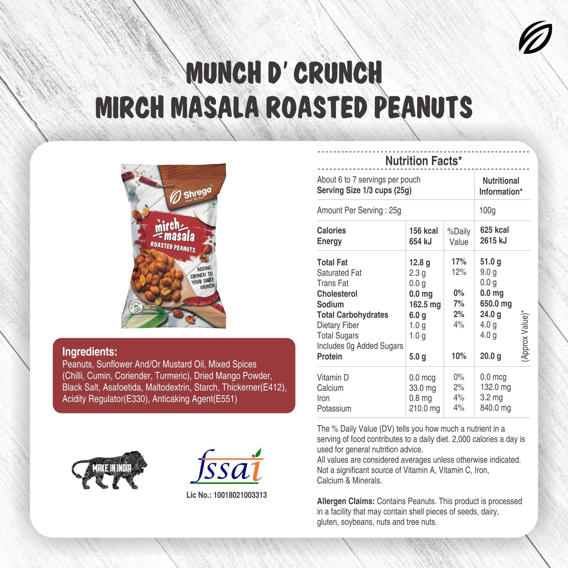 SHREGO Roasted Peanut Combo (Mirch Masala X 2, Chilli Garlic X 2, Black Pepper X 2, Nimbu Mirchi Pudina X 2, Hing Jeera X 2, 140G Each (Pack of 10)