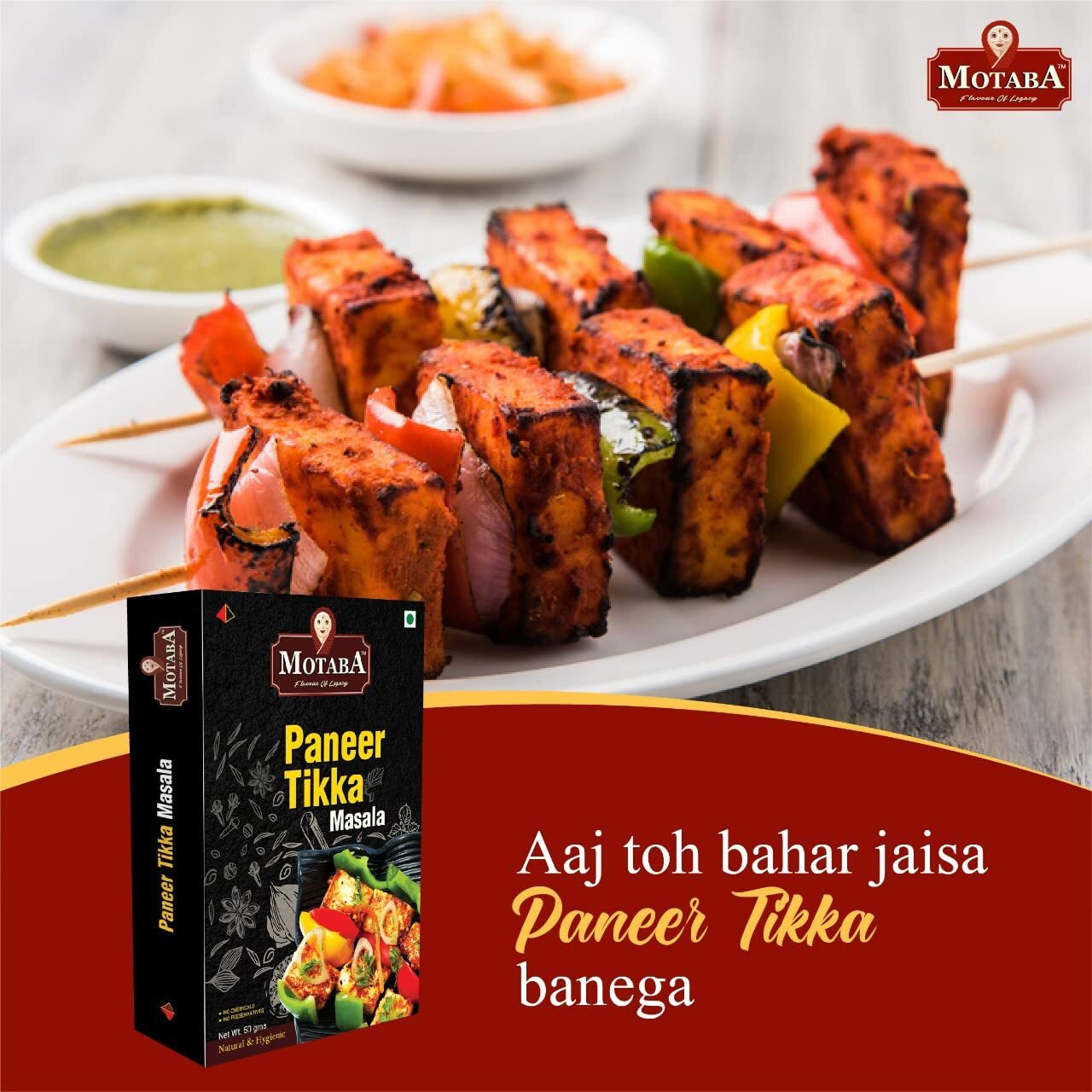 Motaba Paneer Tikka Masala- 100Gram | No Artificial Additives and No Pesticides | Spice Mix | Easy to Cook- (100 Grams, Pack of 1)