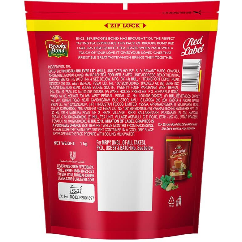 Red Label Tea 1 kg Pack, Strong Chai from the Best Chosen Leaves, Rich in Healthy Flavonoids - Premium Powdered Black Tea