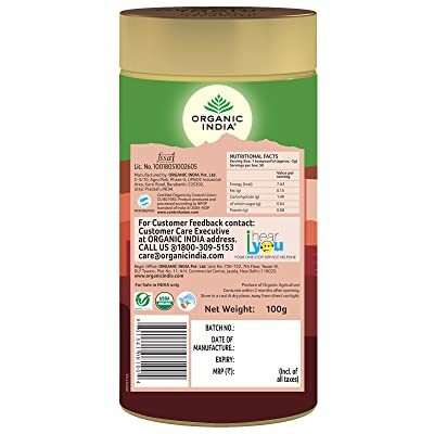 Organic India Tulsi Assam Masala Chai Powder, 100 Gm Tin