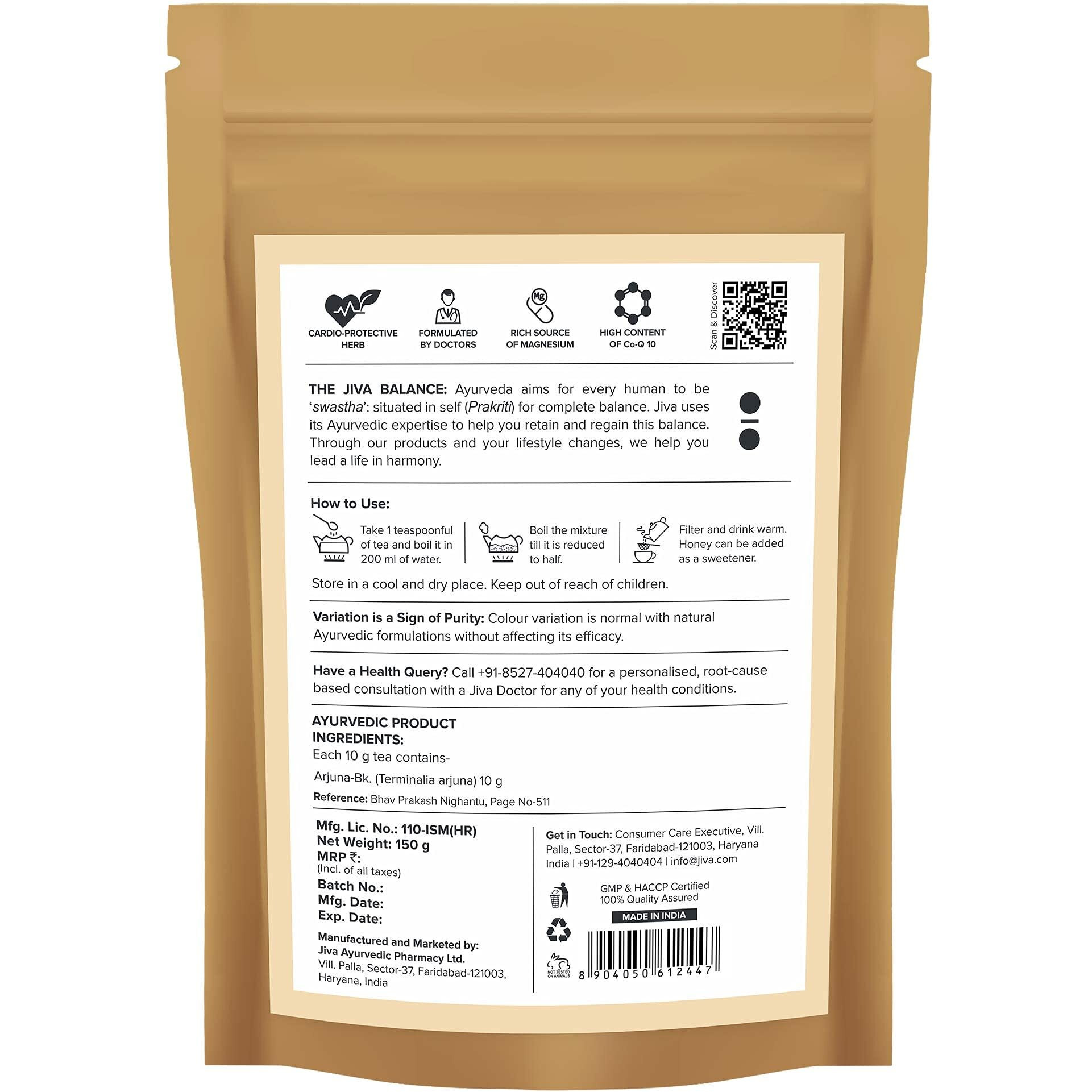 Jiva Arjuna Tea | Caffeine Free Tea | Ayurvedic Tea | 100% Pure & Natural | Goodness Of Arjuna - 150gm (Pack of 2)