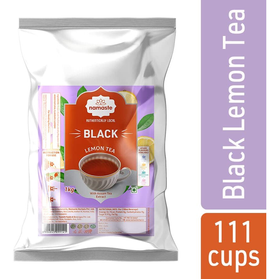 Namaste Chai Instant Tea Premix, Black Lemon Tea|Value Pack|Assam Tea|Easy Pour Powder|Ready Mix (1Kg, Powder)