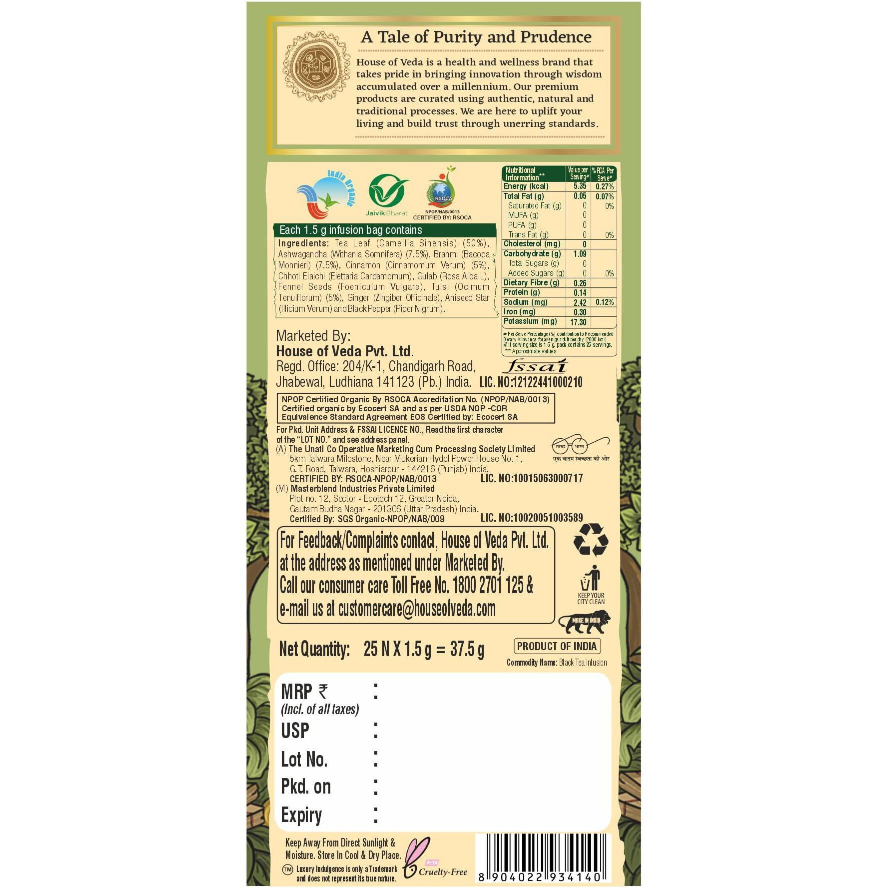 House of Veda Vedic Tea 25 Tea Bag