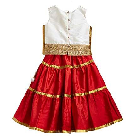 A.T.U.N Girls synthetic Readymade Lehenga Choli(GLHG GOT IVR_12-13_Ivory-Red_12 Years-13 Years)