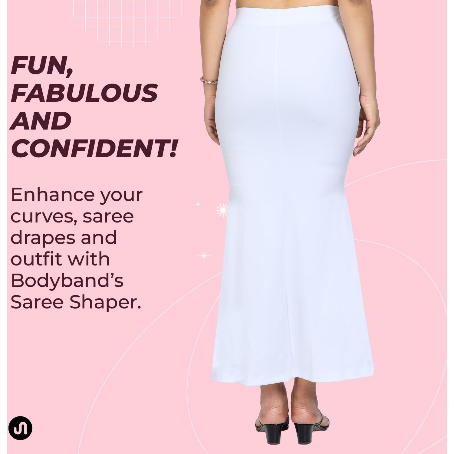 Bodyband Saree Shapewear for Women White Shapewear Petticoat for Women Smooth Curve Peticote Innerwear for Women Saree in Party Saree Shaper for Women, Ladies - (White - 3XL)