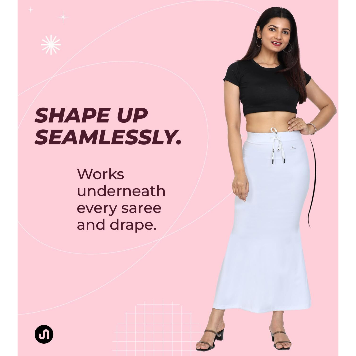 Bodyband Saree Shapewear for Women White Shapewear Petticoat for Women Smooth Curve Peticote Innerwear for Women Saree in Party Saree Shaper for Women, Ladies - (White - 3XL)