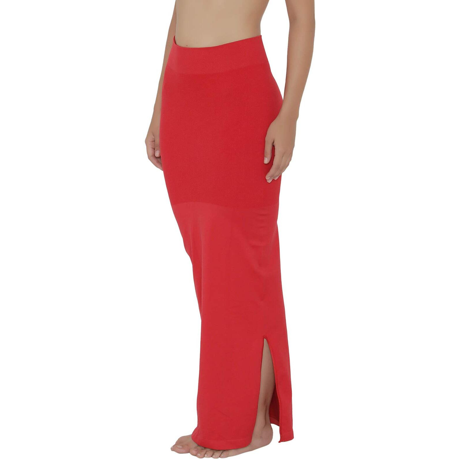 Clovia Womens Petticoat Style Saree Shapewear with Side Slit (SW0023P04_Red_M)