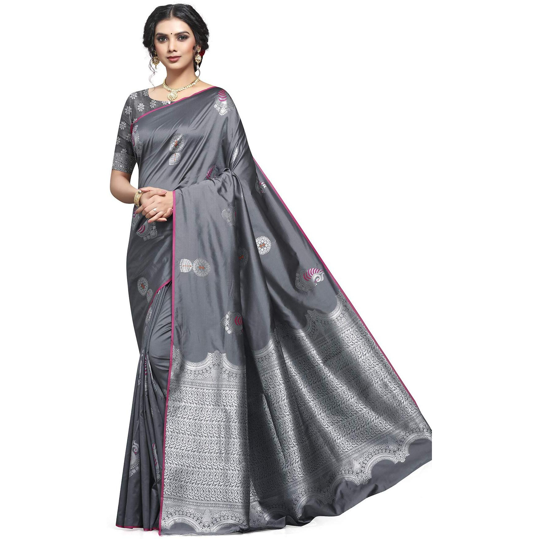 Shiv Textiles Women Banarasi Silk Saree.