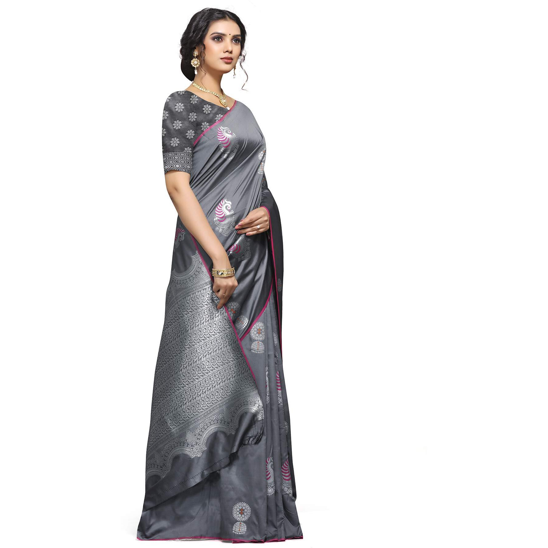 Shiv Textiles Women Banarasi Silk Saree.