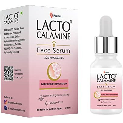 Lacto Calamine 10% Niacinamide Face Serum | 30ml | Pore Minimizing, Acne Marks, Blemishes & Oil Balancing | Face Serum for Women & Men | Reduces Pigmentation | Dermatologically Tested & Fragrance Free