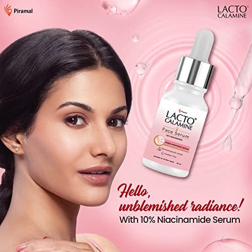 Lacto Calamine 10% Niacinamide Face Serum | 30ml | Pore Minimizing, Acne Marks, Blemishes & Oil Balancing | Face Serum for Women & Men | Reduces Pigmentation | Dermatologically Tested & Fragrance Free