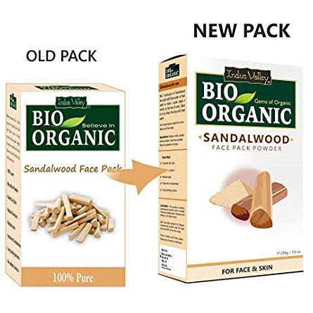 INDUS VALLEY Bio Organic Sandalwood Face Pack Powder Santalum Album, Chandan Powder for Face and Skin Care, (Face Glowing & Tan Removal Face Pack 200gm)