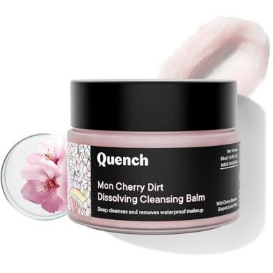 Quench Dirt Dissolving Korean Cleansing Balm with Salicylic Acid & Cherry Blossom| Gentle Makeup Remover| Balm-Oil-Milk Texture| Removes Long-Wear Makeup, Sunscreen & Impurities| Made in Korea (50ml)