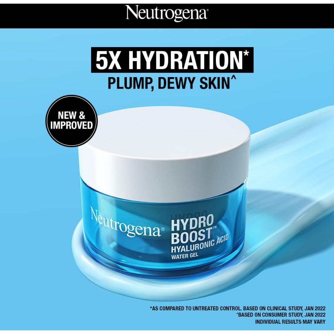 Neutrogena Hydro Boost Hyaluronic Acid Face Moisturizer 50ml | 24 hours long lasting Hydration | Oil free non sticky light water gel fast absorbing| Daily use | All Skin Types | For Men & Women 50g