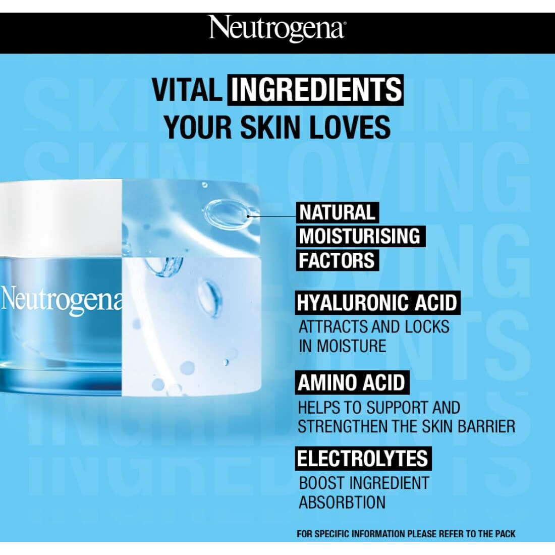 Neutrogena Hydro Boost Hyaluronic Acid Face Moisturizer 50ml | 24 hours long lasting Hydration | Oil free non sticky light water gel fast absorbing| Daily use | All Skin Types | For Men & Women 50g