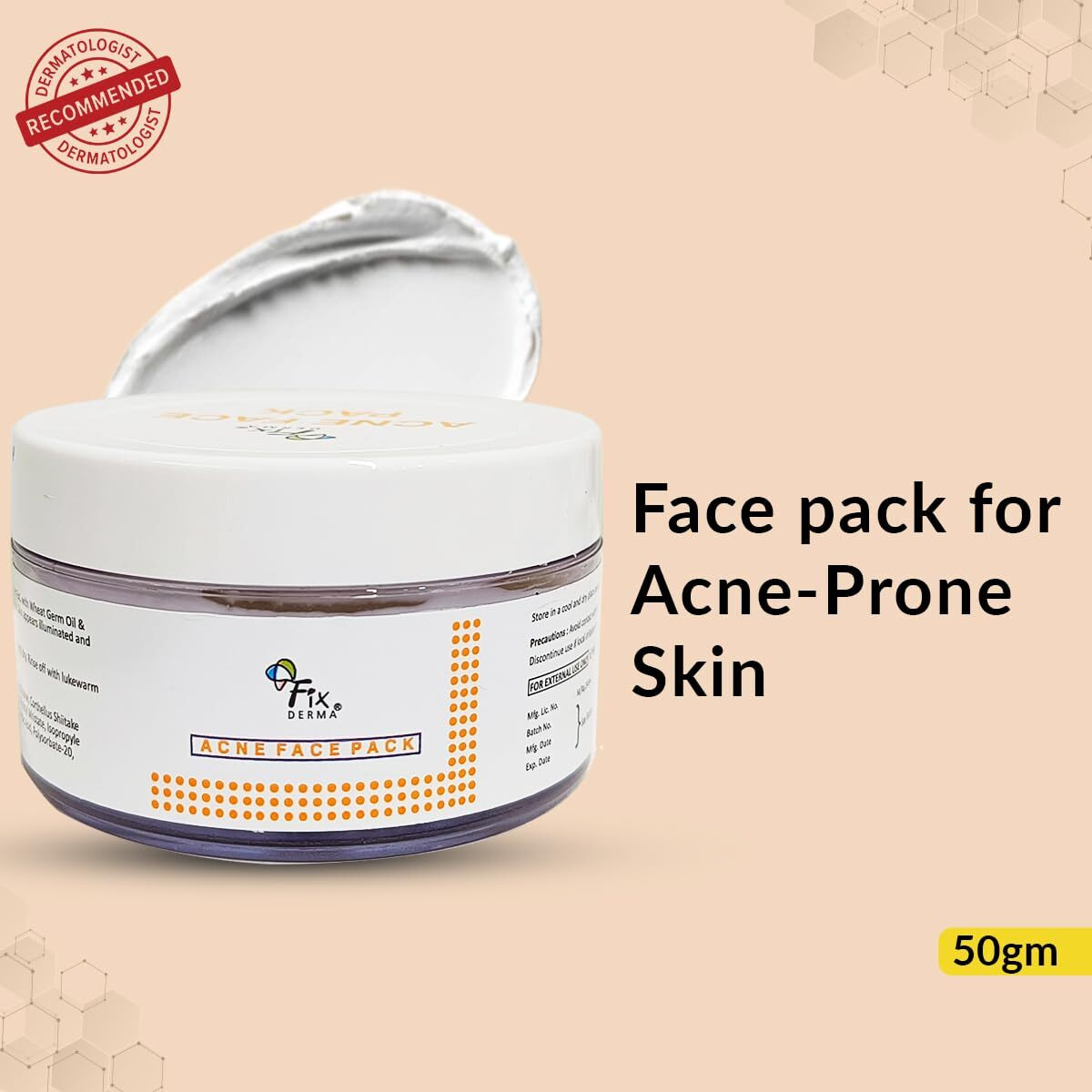 Fixderma Acne Face Pack with Aloe Vera Gel | Neem Face Pack | Aloevera Gel for Skin | | Anti Acne Cream | Face Pack for Women | Treatment for Acne Prone Skin - 50gm