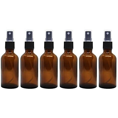nsb herbals 50 ml Refillable Amber Fine Mist Spray Glass Bottles with Leak Proof Spray Pump for Multipurpose uses for DIY Perfume, Essential Oils, Blends, Aromatic Water, Beauty Products (Pack of 6)