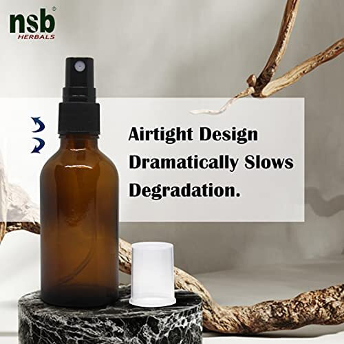 nsb herbals 50 ml Refillable Amber Fine Mist Spray Glass Bottles with Leak Proof Spray Pump for Multipurpose uses for DIY Perfume, Essential Oils, Blends, Aromatic Water, Beauty Products (Pack of 6)