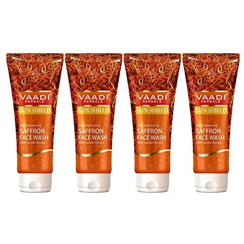 Vaadi Herbals Value Pack of Skin Whitening Saffron Face Wash with Sandal Extract, 4 x 60ml